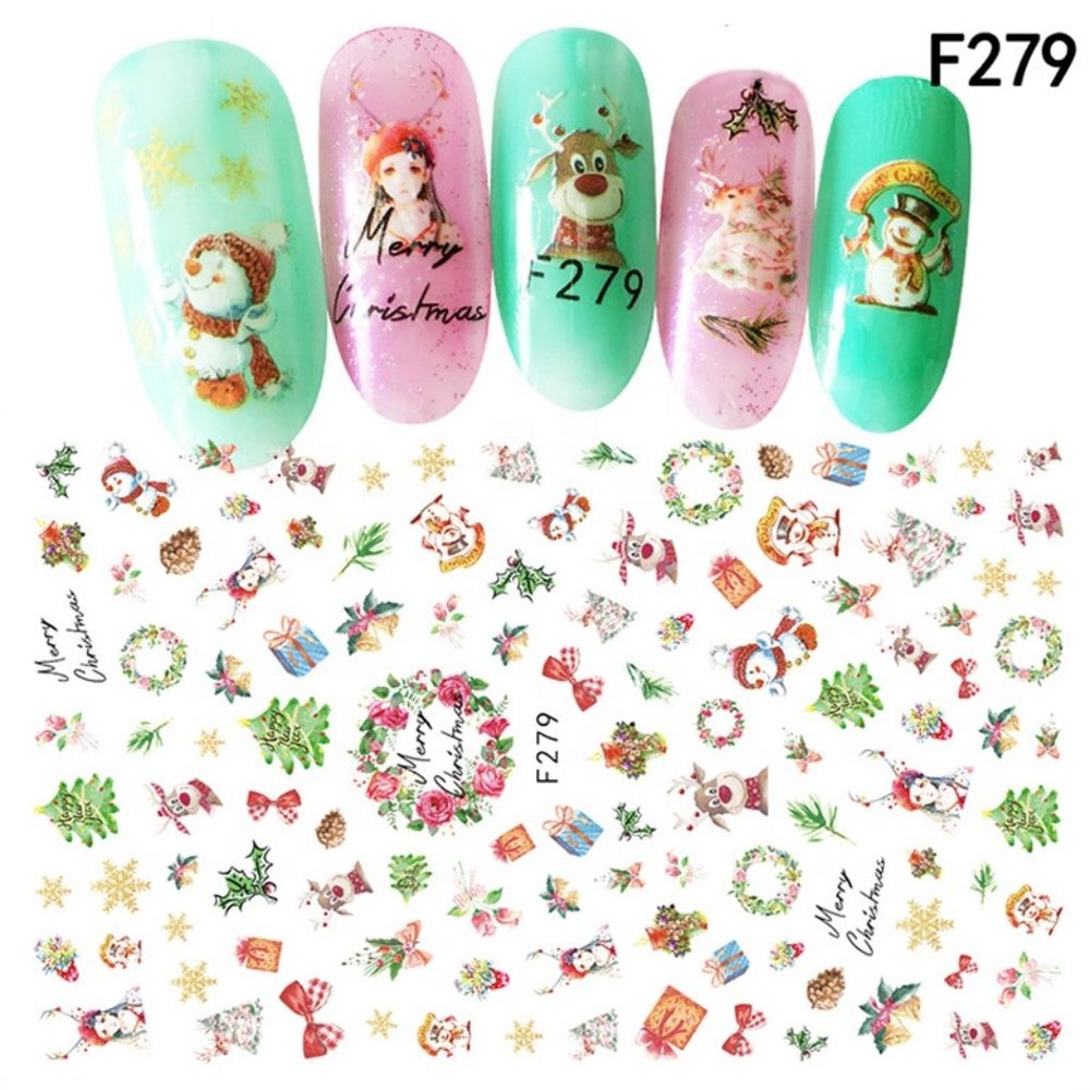 Nail Stickers Nail Art Decal Waterproof Christmas Tree Santa Bell Deer